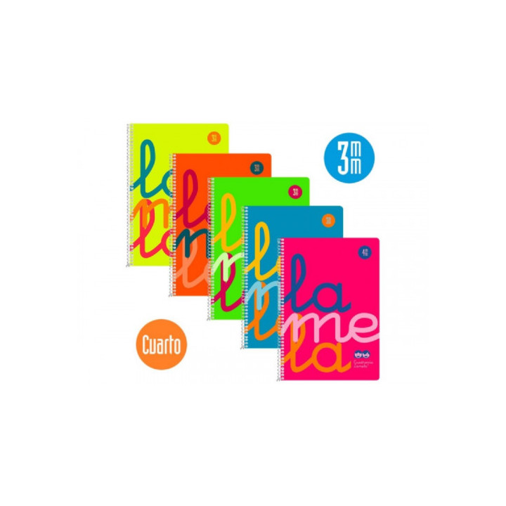 Cuaderno cuarto flúor polipropileno rayado 3 mm.colores surtidos lamela 7ctp003s