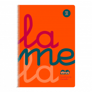 Cuaderno folio plastic rayado 3 mm 80 hojas 90 grs naranja lamela 7ftp003n
