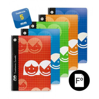 Cuaderno basico formato folio 80 hojas rayado 5 mm surtidos lamela 07f005
