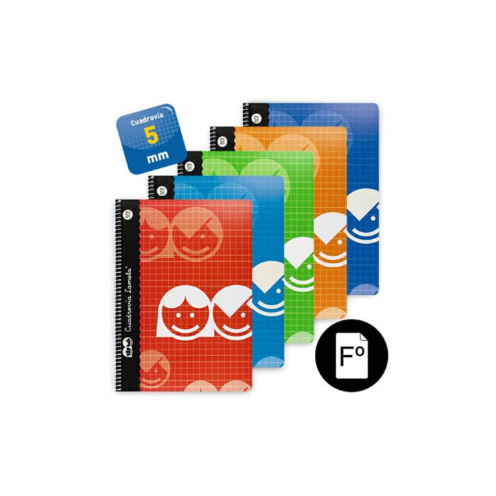 Cuaderno basico formato folio 80 hojas rayado 5 mm surtidos lamela 07f005