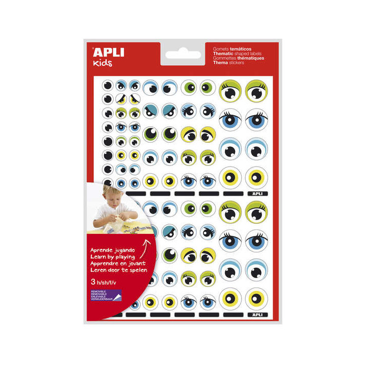 Apli Gomets Tematicos con Ojos - 312 Gomets - Identificacion de Emociones y Expresiones - Desarrollo de Habilidades Motoras - A