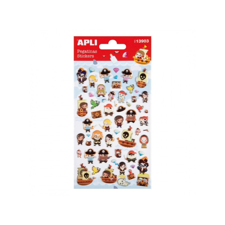 Apli Bolsa de Pegatinas de Piratas - Acabado Epoxy - Adhesivo Permanente - Ideal para Scrapbooking y Decoracion - Fomenta Creat