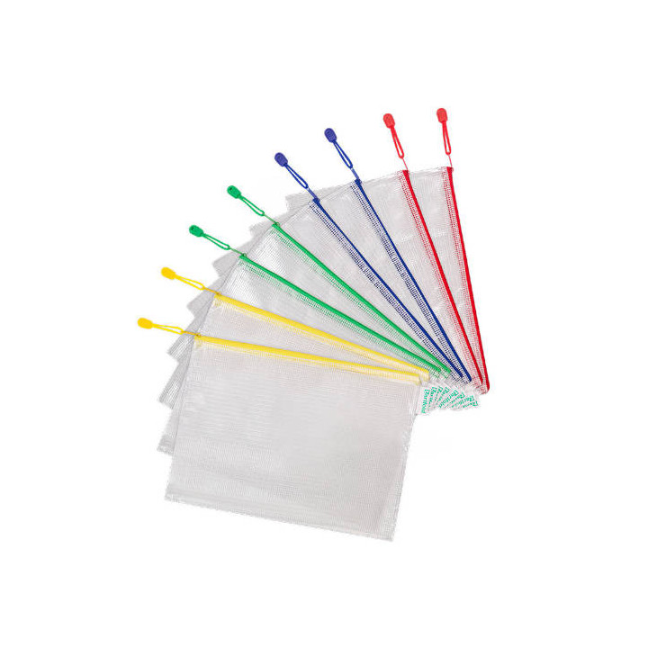 Pack de 8 bolsas zipper multiusos pvc - con cierre cremallera a4 surtido tarifold 509009