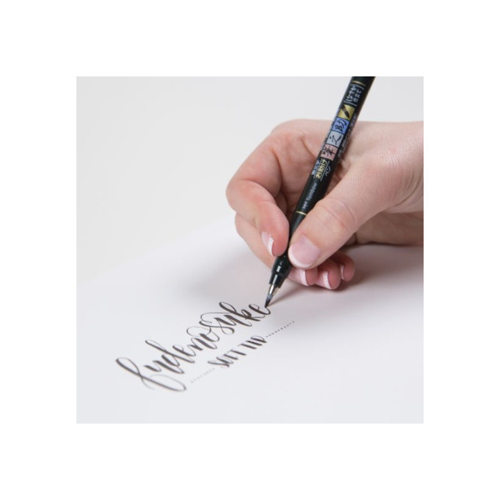 Rotulador base agua punta elástica blanda negro tombow ws-bs-1p