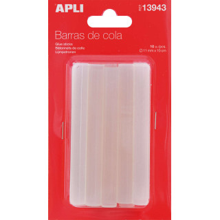 Apli Pack de 10 Barras de Adhesivo Termofusible Ø11mmx10cm - Compatible con Pistolas Ø11mm - Precision y Limpieza