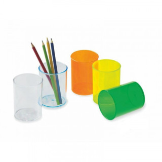 Cubilete de plastico 78 mm. diametro x 100 mm. alto transparente naranja faibo 205-18