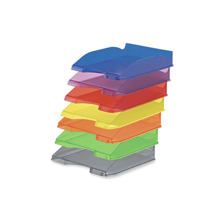 Bandeja apilable de plastico 350x250x65 mm. color violeta translucido faibo 93tr-68