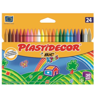 Estuche 24 ceras de color que no ensucian plastidecor 9203011