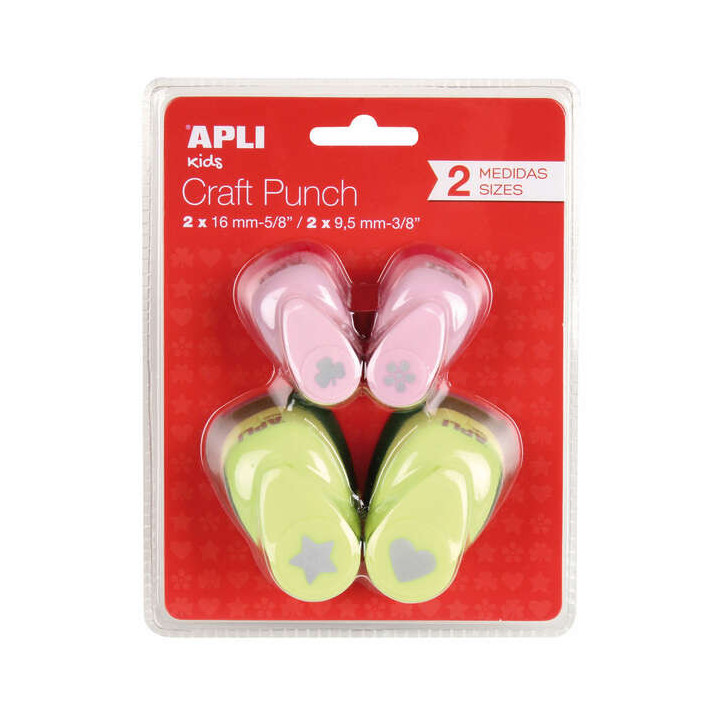 Apli Pack de 4 Perforadoras de Papel con Formas Variadas - Estrella (16mm)