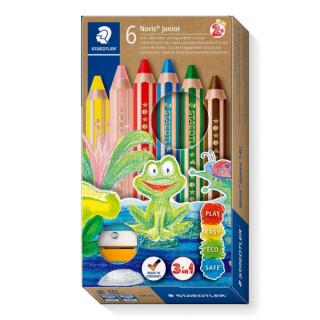 Staedtler Noris Junior Pack de 6 Lapices de Colores Extragruesos + Sacapuntas - 3 en 1