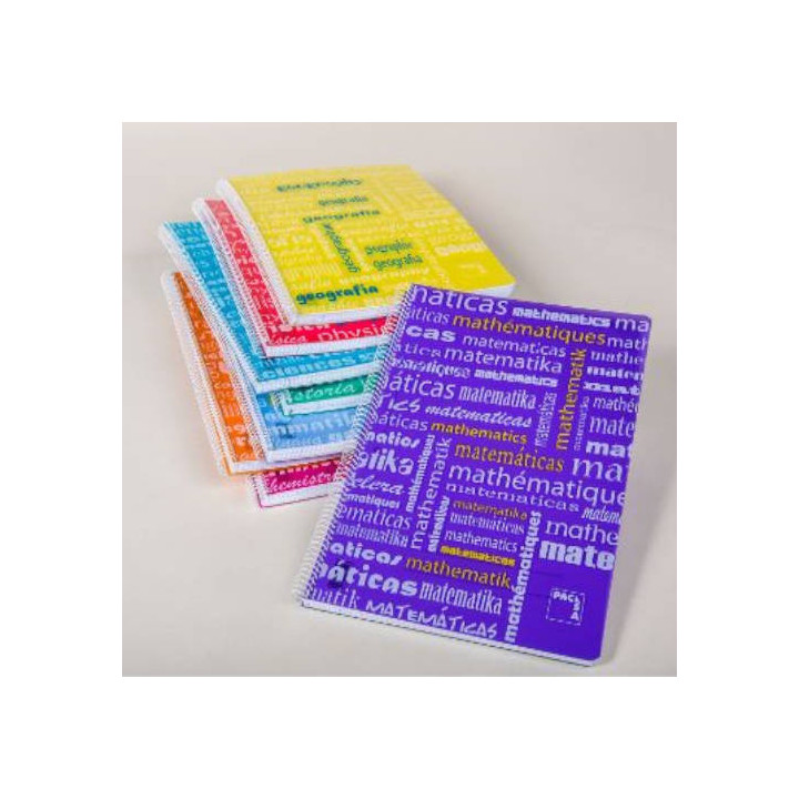 Cuaderno serie asignaturas tapa polipropileno 90 grs. folio (215x310mm.) 80 hojas cuadrícula 4x4 con margen surtido pacsa 16494