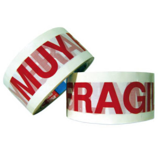 Cinta de embalaje impresa "muy fragil" 50mm.x66m. blanco / rojo tesa 60089-00001-00