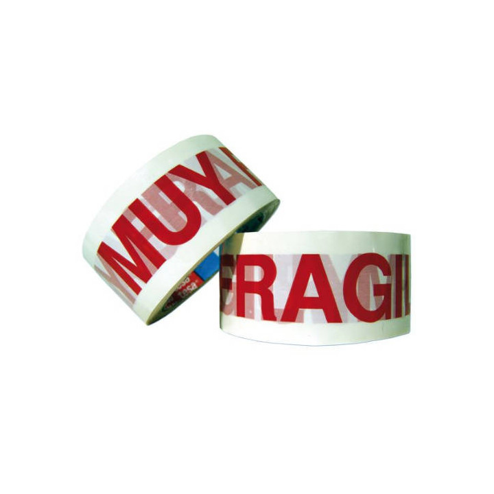 Cinta de embalaje impresa "muy fragil" 50mm.x66m. blanco / rojo tesa 60089-00001-00