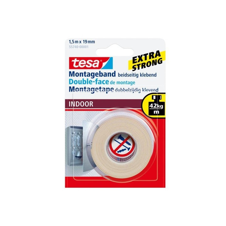 Cinta adhesiva powerbond doble cara pequeños objetos (interior) 19mm.x1