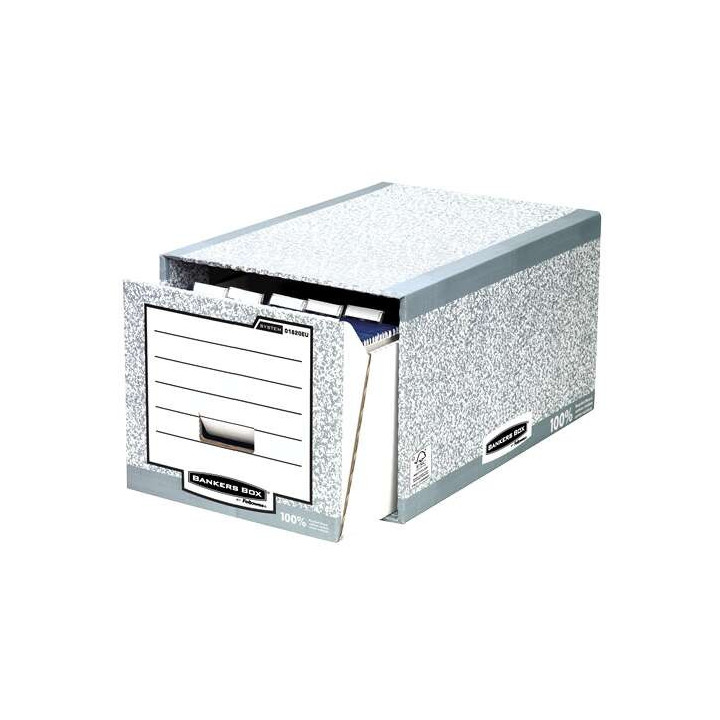 Fellowes Bankers Box Cajon Archivador - Montaje Manual - Carton Reciclado Certificacion FSC - Color Gris
