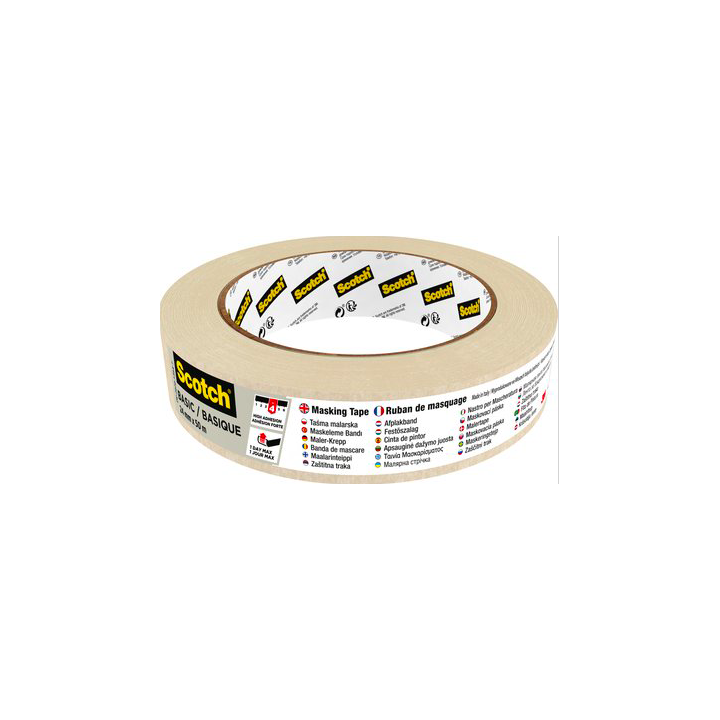 Rollo cinta adhesiva de enmascarar pintor basic 24mm x 50m scotch 7100333168