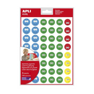 Apli Bolsa de Gomets Cara Feliz II - Adhesivo Removible - 144 Gomets - 4 Estilos de Caras - Fomenta Expresion Emocional - Alta