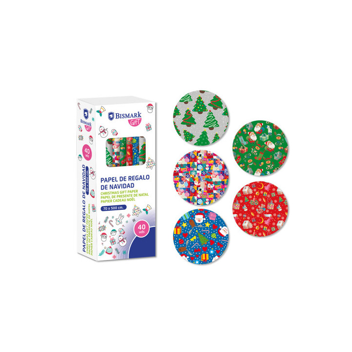 Papel de regalo navidad juguetes 70x500 cm bismark 332996
