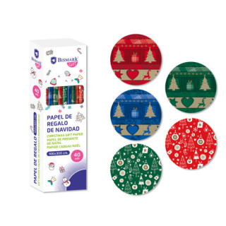 Papel de regalo navidad metalizado 100x300 cm bismark 332995