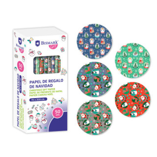 Papel de regalo navidad papa noel 70x200 bismark 332994
