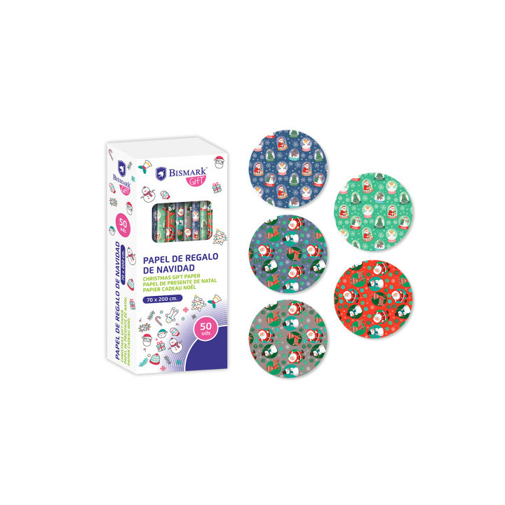 Papel de regalo navidad papa noel 70x200 bismark 332994