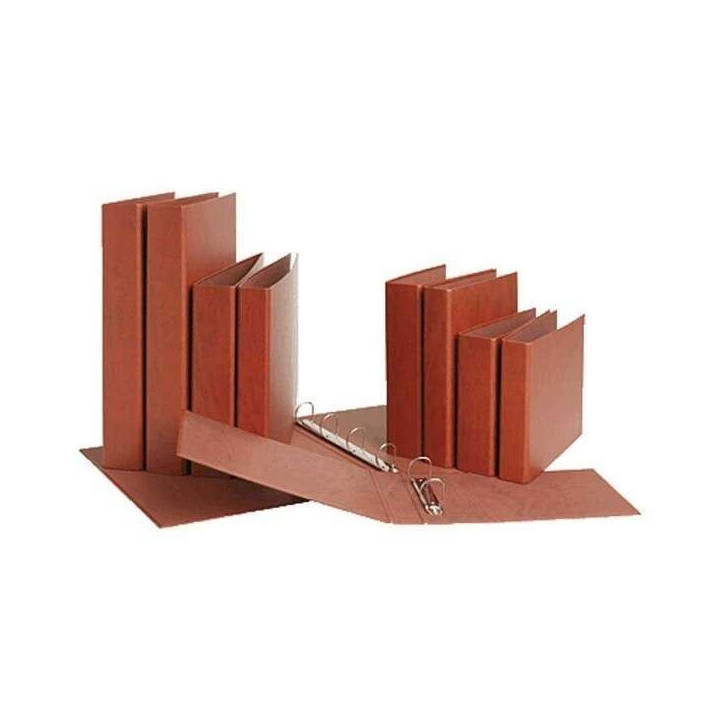 Mariola Carpeta Archivador de 2 Anillas Carton Gofrado Cuero - Tamaño Folio Natural - Anillas Redondas 40mm - Medidas 34x26x5.