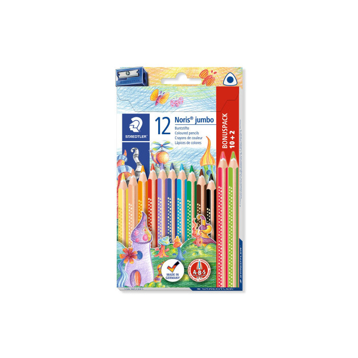 Estuche de cartón 12 lápices noris jumbo colores surtidos staedtler 188 c12/128 nc12p1