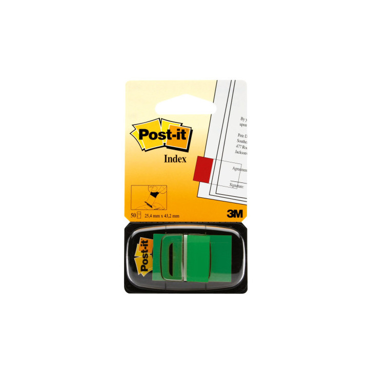 Blister dispensador 50 marcadores index verde 25,4x43,2mm 680-3 post-it 7000029856