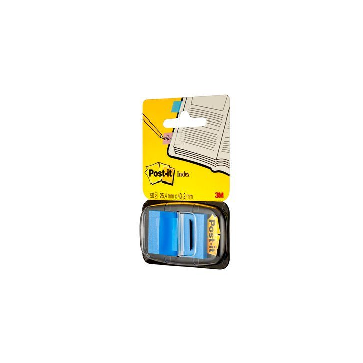 Blister dispensador 50 marcadores index azul 25,4x43,2mm 680-2 post-it 7100089834