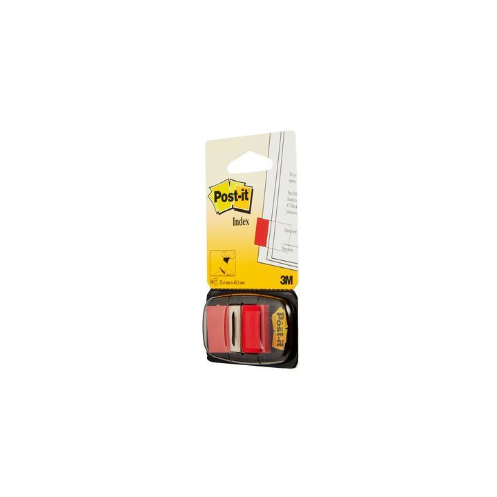 Blister dispensador 50 marcadores index rojo 25,4x43,2mm 680-1 post-it 7100089833