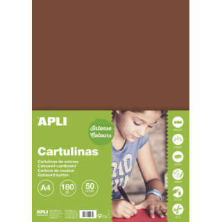 Apli Cartulina Marron A4 170g 50 Hojas