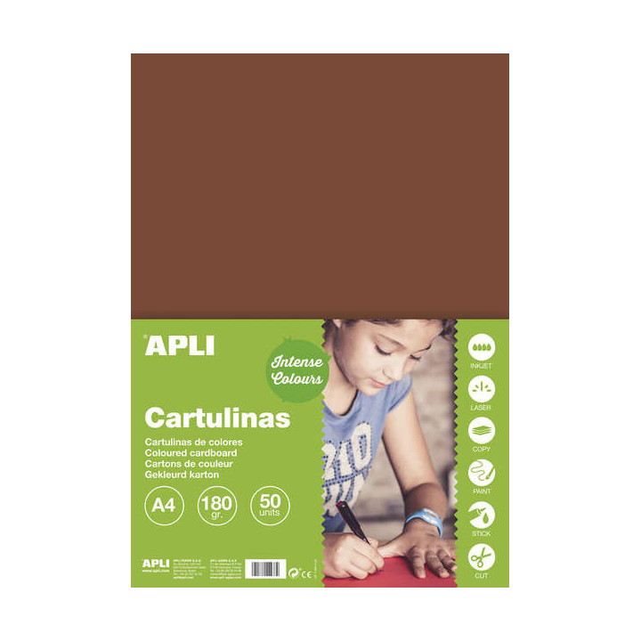 Apli Cartulina Marron A4 170g 50 Hojas