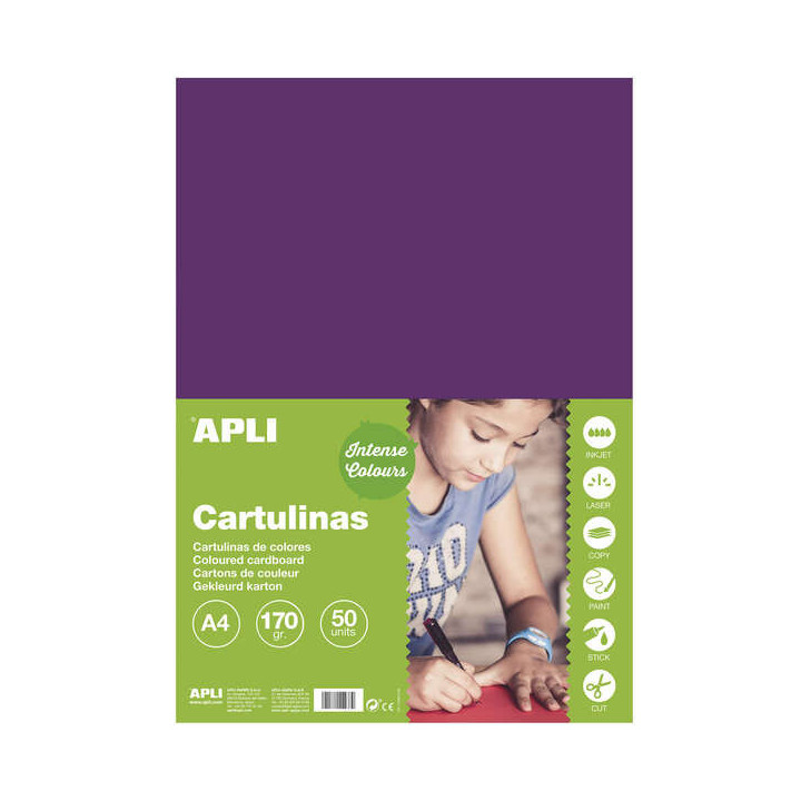Apli Cartulina Morada A4 170g 50 Hojas