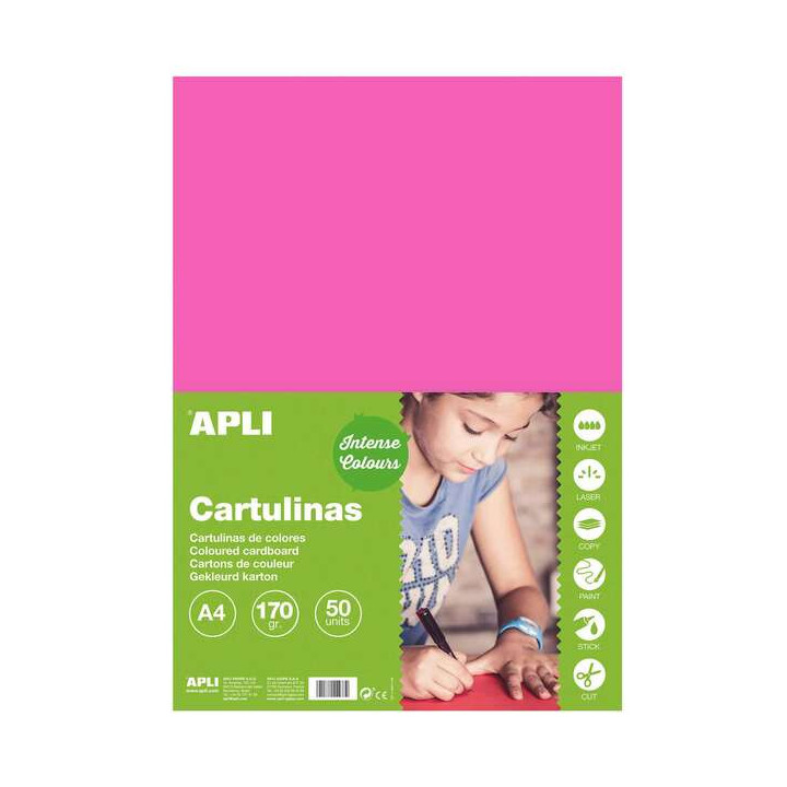 Apli Cartulina Fucsia A4 170g 50 Hojas