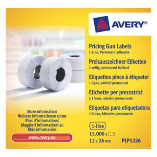 Pack 10 rollos de etiquetas blancas-permanentes de 1 línea-1.500 etiquetas 12x26mm por rollo avery plp1226