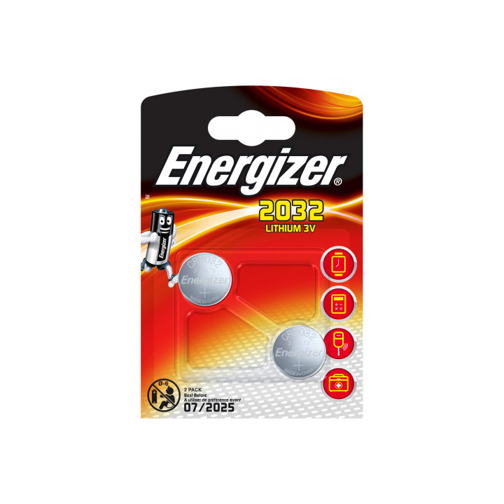 Blister 2 pilas de boton modelo cr2032 energizer e301021407