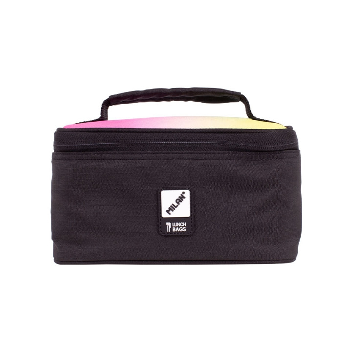 Milan Sunset Bolsa Isotermica Porta Alimentos de 1.5L - Incluye 1 Recipiente - 22x12.5x12cm - Color Negro