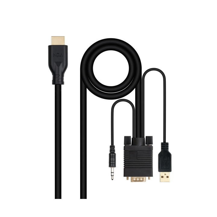 Nanocable Cable Conversor VGA a HDMI - VGA/M-HDMI/M + Audio -  1.8m - Color Negro