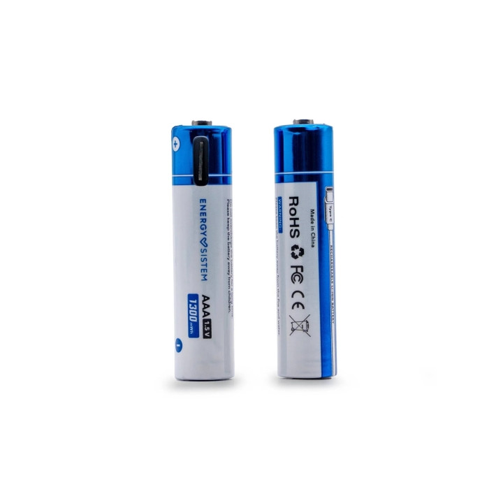 Energy Sistem Charge Pro C  Pack de 2 Pilas Recargables USB-C - 1100mWh - 740mAh - AAA  - 1.5V - Carga Por USB-C