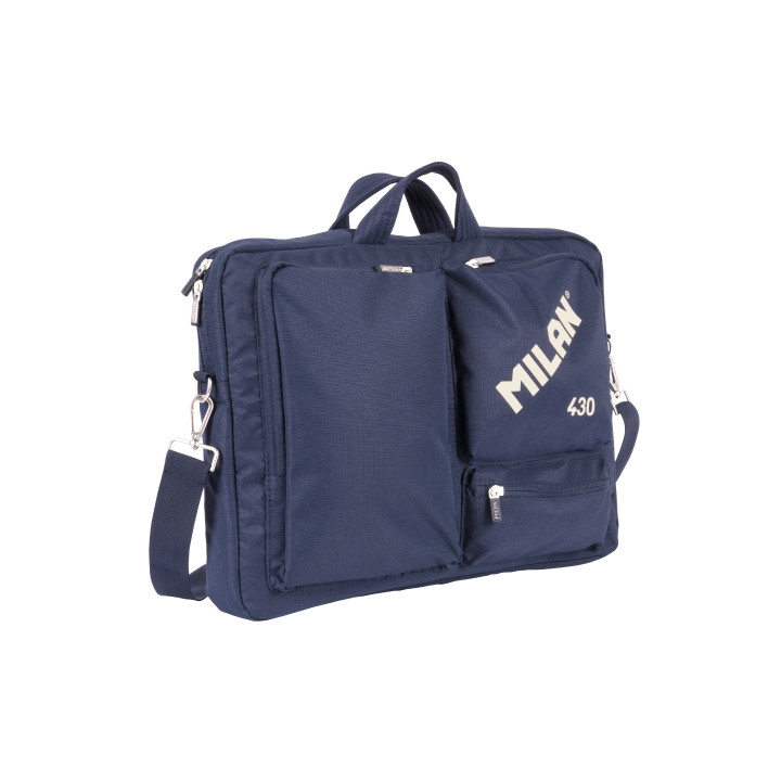 Milan 403 Since 1918 Maletin para Portatiles hasta 17" - Cierre de Cremallera - 3 Compartimentos - 42x34x9cm - Color Azul