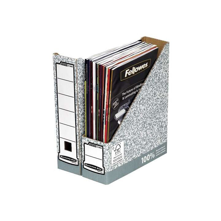 Fellowes Bankers Box Revistero A4 80mm - Montaje Manual - Carton Reciclado Certificacion FSC - Color Gris