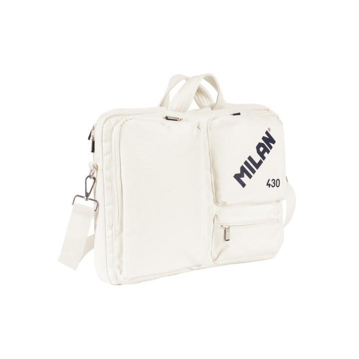 Milan 403 Since 1918 Maletin para Portatiles hasta 17" - Cierre de Cremallera - 3 Compartimentos - 42x34x9cm - Color Beige