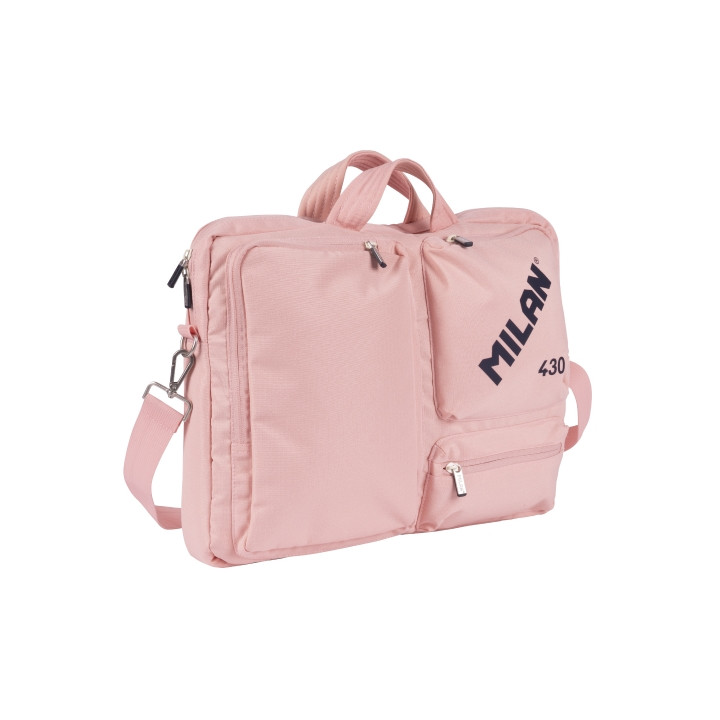 Milan 403 Since 1918 Maletin para Portatiles hasta 17" - Cierre de Cremallera - 3 Compartimentos - 42x34x9cm - Color Rosa