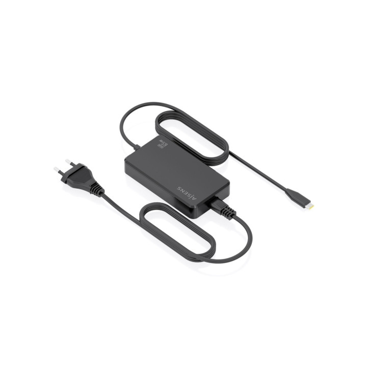 Aisens Cargador de Portatil GaN USB-C/PD 65W - Cable de 1.80m - Color Negro