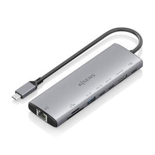 Aisens USB-C Dock 8 en 1 - USB-C a 1xHDMI - 1xRJ45 - 1xUSB-A 10G - 2xUSB-C 10G - 1xUSB-C PD 100W - 1xSD - 1xMicroSD - 20cm - Co