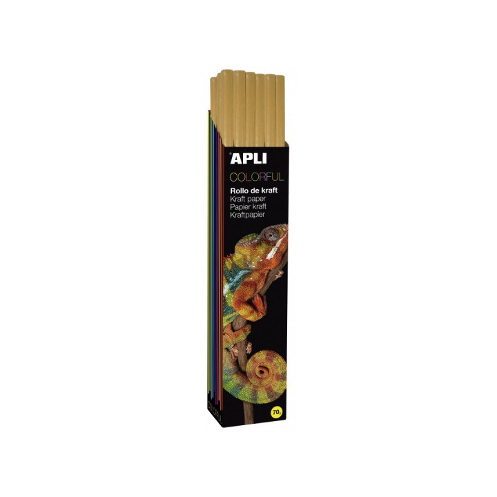 Apli Rollo de Papel Kraft - 70gr - Fibras Naturales - Alta Resistencia - Homogeneidad de Color - Ideal para Manualidades y Emba