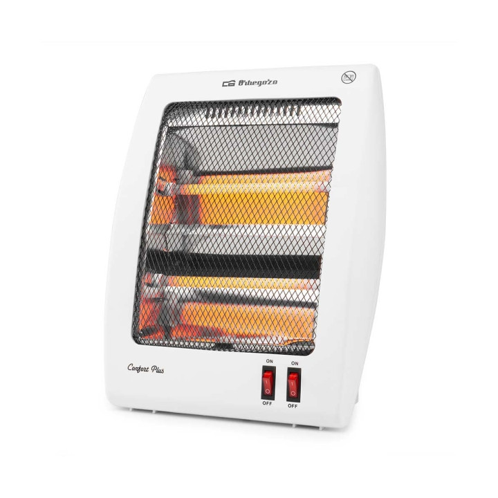 Orbegozo BP 5010 Estufa de Cuarzo - Potencia 800W - Seguridad Antivuelco - 2 Niveles de Calor - Reflector Protegido - Recogecab