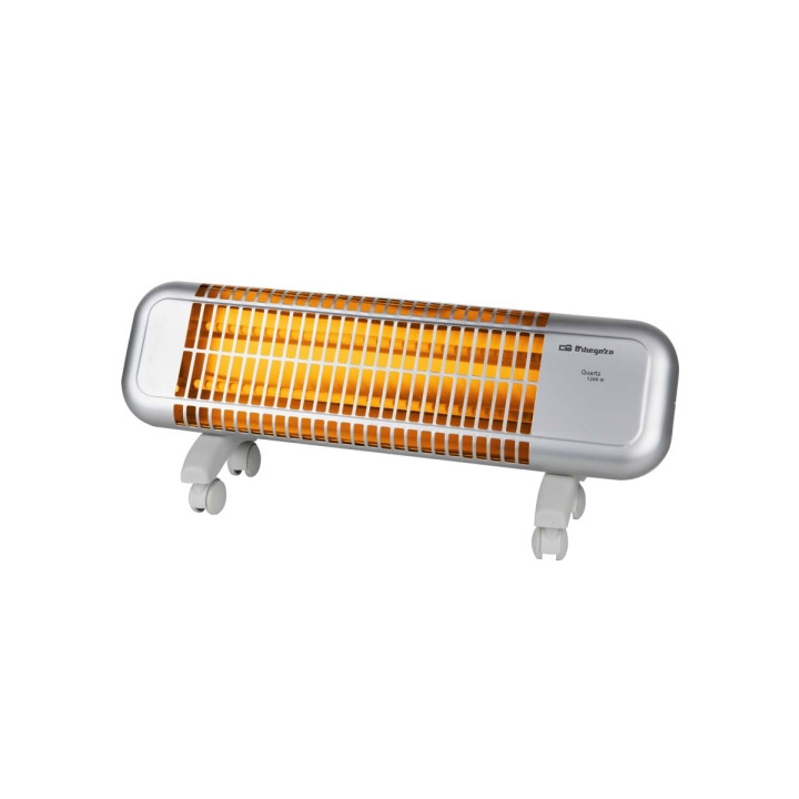 Orbegozo BPM 0105 Estufa de Cuarzo - Potencia 1200W - Seguridad Antivuelco - 2 Niveles de Calor - Ruedas de Transporte - Reflec