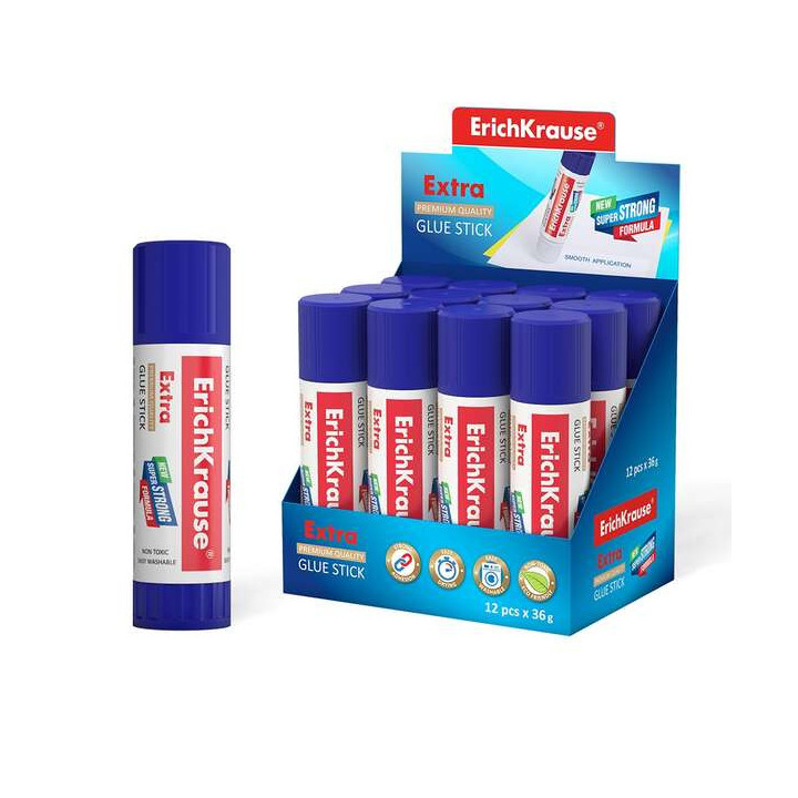 Erichkrause Pegamento en Barra Extra 36gr - Formula Super Fuerte - Consumo Economico - Adhesion Rapida y Fiable - Facil de Lava