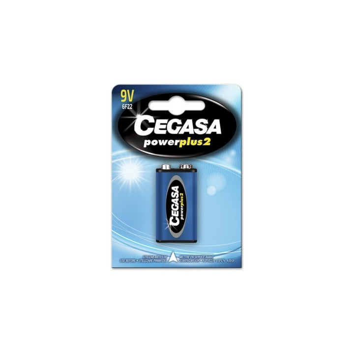 Cegasa Power Plus 2 Pack de 1 Pila 6F22 9V - Pila Salina para Aparatos de Bajo Consumo